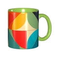 thumbnail image 1 of Colorful Abstract Vibrant Geometric Shapes Curves Coffee Mug Fun Custom Ceramic Mugs 11oz Green, 1 of 5