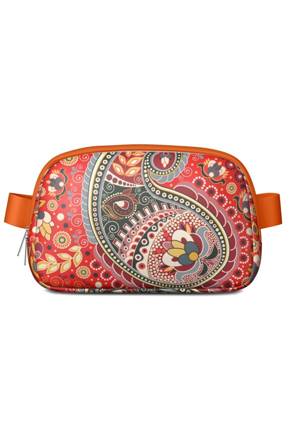Colorful Abstract Waist Bag – Paisley Floral Fanny Pack with Retro Boho Pattern and Artistic Style