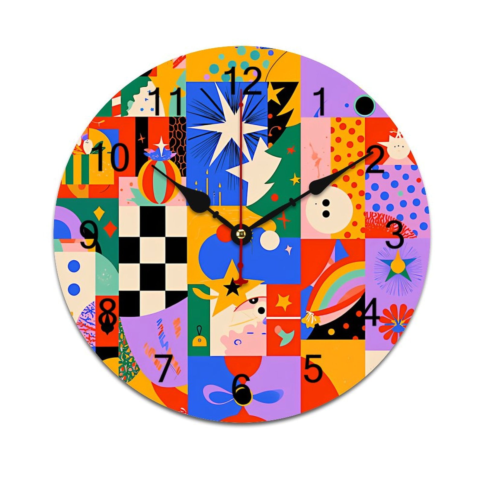 Colorful, Abstract Word Saying Big Wall Clock Home Decor Art Watch ...