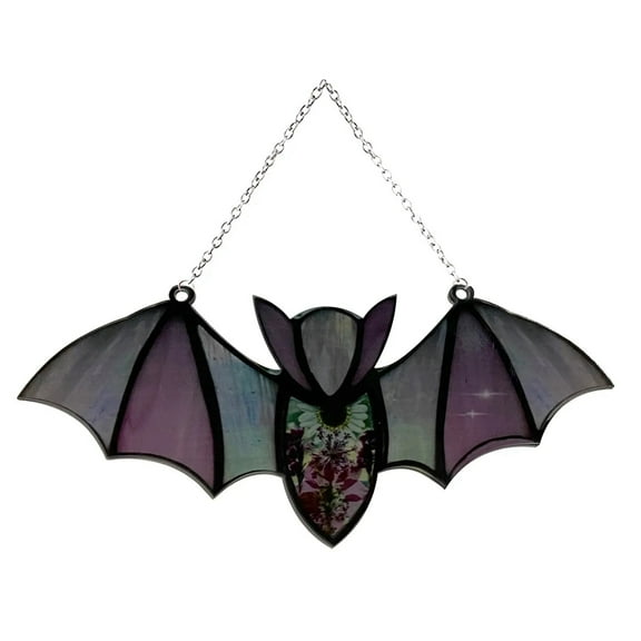 Colorful Acrylic Bat Decoration Window Hanging Suncatcher, Stunning Hanging Window Panels for Halloween Decoration, Acrylic Window Wall Art Decor for Living Room, Home, Office, Kitchen