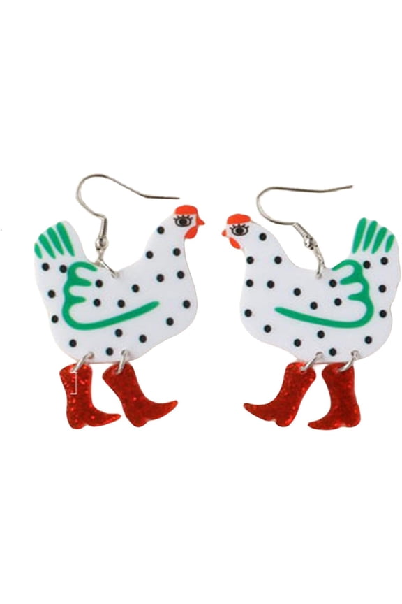 Colorful Acrylic Boot Big Rooster Chicken Cute Funny Weird Drop Dangle Earrings Lightweight Cartoon Anime Earrings Chick Jewelry for Women