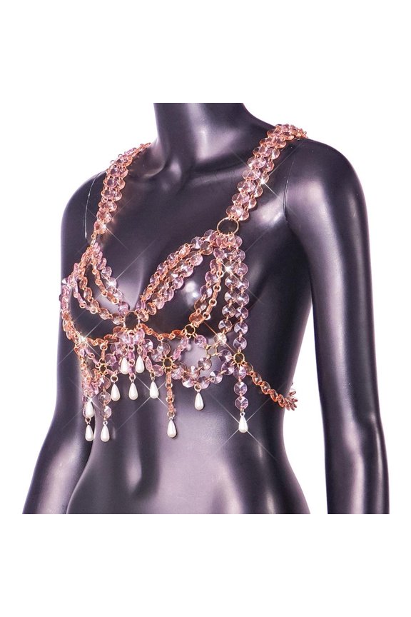 Stylish Acrylic Strapless Crop Top Necklace Vibrant Acrylic Circles Bead Pendant Body Chain Charm for Fashion Ladies