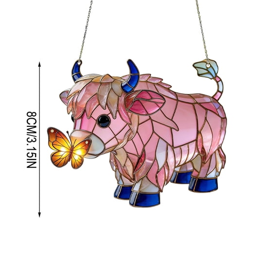 Colorful Acrylic Cow Catcher Window Hanging - Whimsical Bull Design Reflects Sunlight, Perfect for Kitchen, Sunroom, or Porch Decorations - Ideal Gift for Nature Lovers and Home Decor Enthusiasts