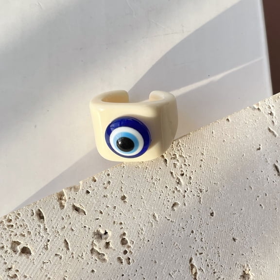 Unisex Ring Adjustable Resin Geometry with Colorful Acrylic Evil Eye Design Non Inlaid Plastic Resin Statement Fashion