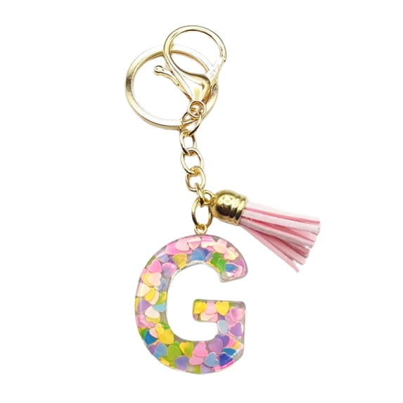 Colorful Acrylic Initial Keychain with Pink Tassels Decor Letter Cup Pendant Keyring Water Bottle Decoration Birthday Gift