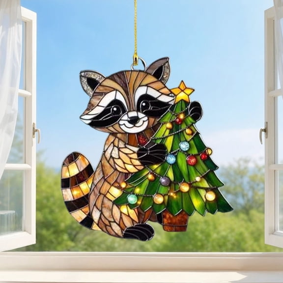 Colorful Acrylic Owl Suncatcher Red White Blue Window Decoration Pendant Bird Ornament for 4th of July Gifts USA Lovers Veterans Nature Fans