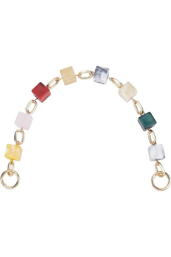 Colorful Acrylic Purse Chain Strap 17.5 Inch Resin Handbag Chain Handle Candy Color Short Bag Curb Chain Replacement Bag Charms Decoration Accessories for Clutch Shoulder Bag Tote for DIY Dark Gray