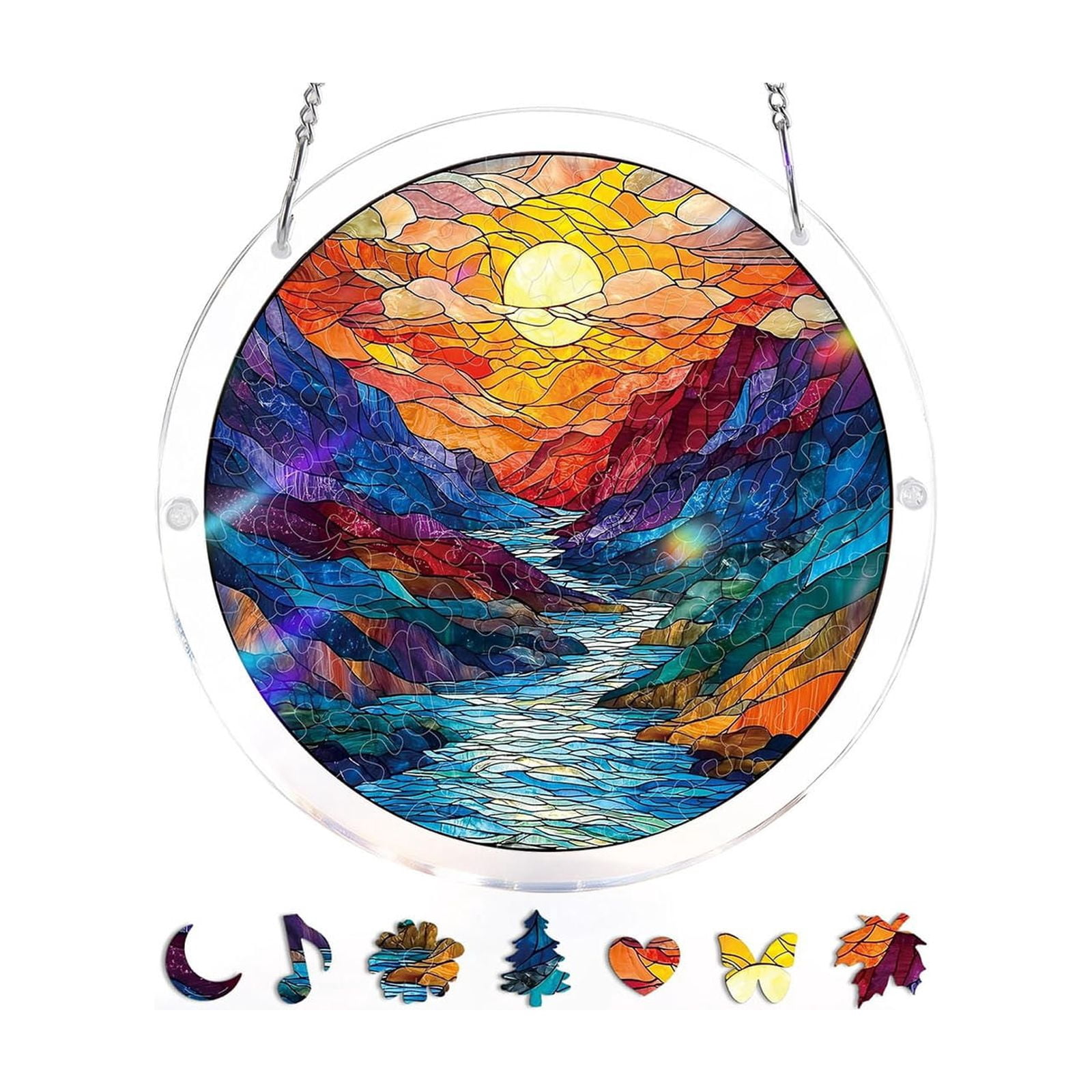 Colorful Acrylic Puzzles Suncatcher, 2026 Stain Glass Window Hanging ...