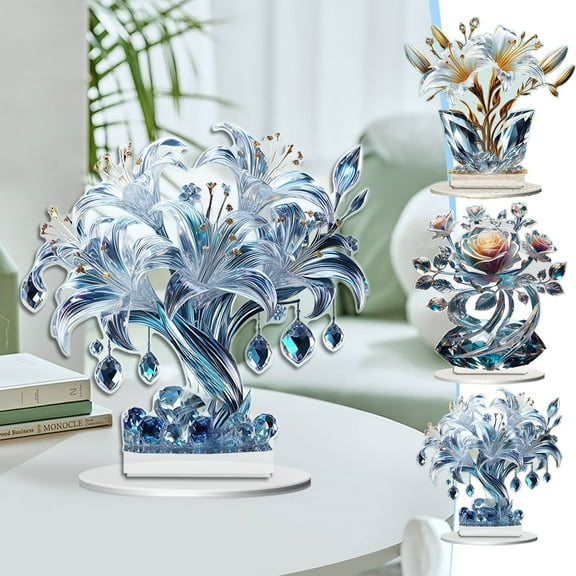 Colorful Acrylic Study Decoration, Rose Series Desktop Decor for Christmas, Family Gathering Hostess Gift, Bedroom and Living Room Tabletop Placement for Home Setting Sopatenor