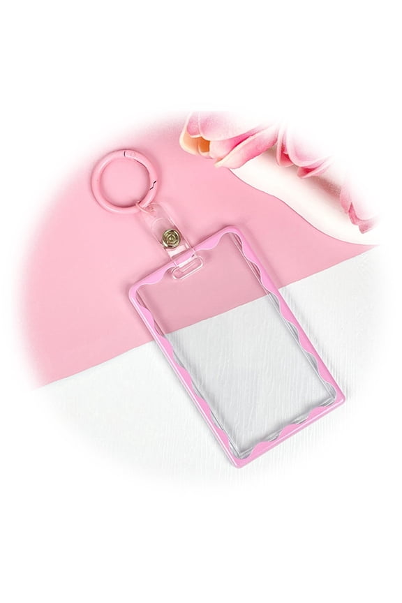 Colorful Acrylic Transparent Wave Card Holder with Pendant Keychain for ID Credit Photo Cards