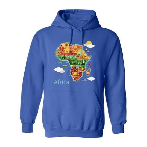 Colorful African Map Cartoon Hoodie Men -Image by Shutterstock, Male 3X-Large
