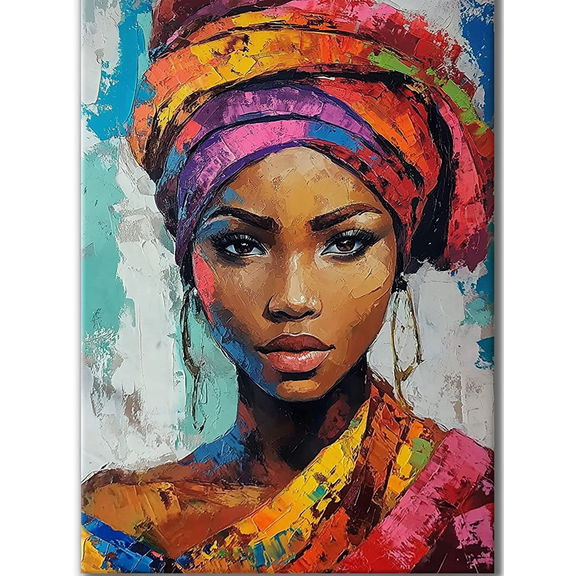 Colorful African Woman Canvas Wall ArtSuitable for Living Room Bedroom Office Dining Room and Hallway Decoration.