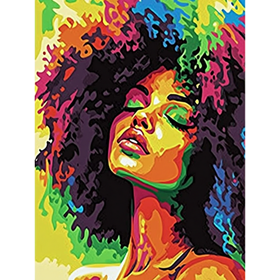 Colorful Afro Woman Canvas Art Print,Perfect for Living Room,Bedroom,Bathroom,Office,and Dorm Decor