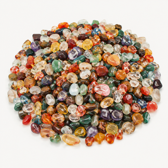 Colorful Agate Crushed Stone Crystal Chips Bulk Irregular Shaped Aquarium Decor Rocks Gravel Pebbles Stones Polished Tumbled for Crafts, Fish Turtle Tank, Home Decoration