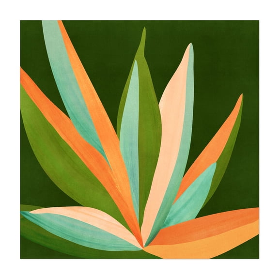 Colorful Agave - Painting Botanical Abstract Minimalist Tropical Geometric Modern Art Floral Unframed Wall Art Print 32 x 32 inches