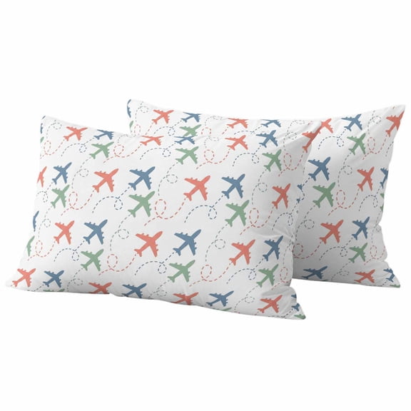 Colorful Airplane Outdoor Waterproof Pillow Covers, Modern Abstract Cartoon Striped Decorative Rectangle Throw Pillowcase Sofa Cushion Sham for Patio/Couch/Chair, 20"x12" 2 Pack