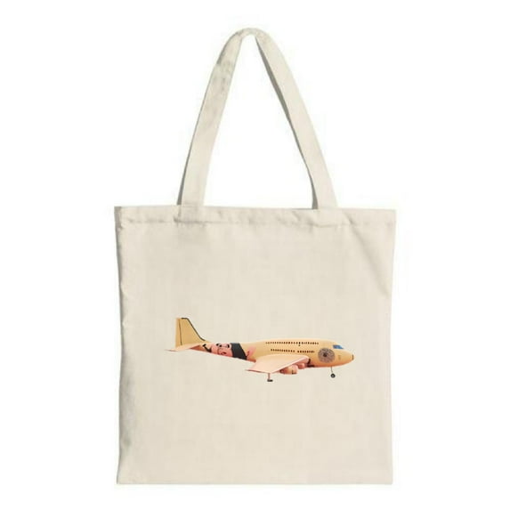 Colorful Airplane Tote Bag - Canvas Multifunctional Reusable Shopping Bag with Artistic Design Perfect for Travel Parties & Shopping