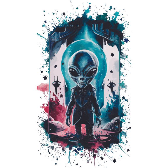 Colorful Alien Art Moon Universe Planet Science Galaxy Outer Space Solar System Moon Wall Art Sticker Designs Vinyl Stickers For Home House Walls Rooms Windows Bedroom Decoration Size (8x12 inch)