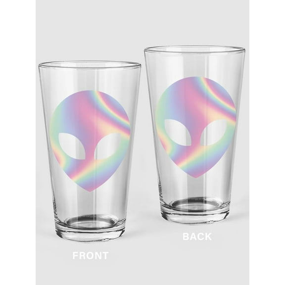 Colorful Alien Face Pint Glass -SPIdeals Designs, 16 oz Transparent Glass