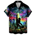 thumbnail image 1 of Colorful Alien UFO Bigfoot Hawaiian Shirt For Men Vintage Forest Mens Hawaiian Shirts Short Sleeve Button Down Shirt Men, 1 of 7