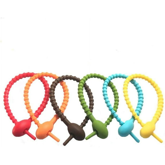 Colorful All-Purpose Silicone Ties, Multi-use Smart tie, Bag Clip, Bread Tie, Food Saver, Reusable Rubber Twist Tie, Cable Ties, Household Ties (12 Pcs 8.3 inch)
