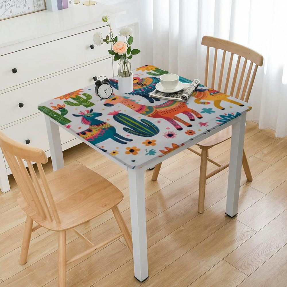 Colorful Alpacas Square Table Cloth Waterproof Stain Resistant Soft ...