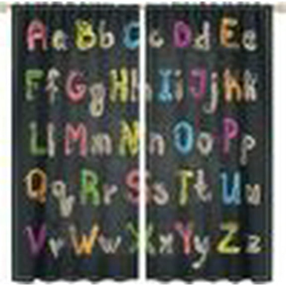 Colorful Alphabet Blackout Curtains Fun Educational Learning Tool Art Print for Kids Girls Boys Bedroom Nursery Study Classroom Decor Rod Pocket Window Drapes 2 Panels 52x84in