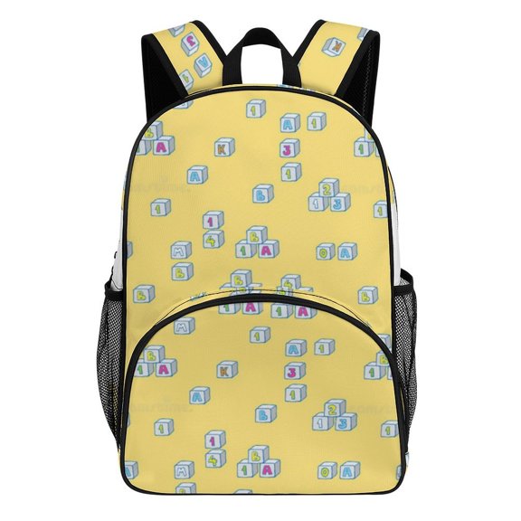 Colorful Alphabet Blocks Pattern Big Student Laptop Backpack For College Women Middle High Teen Bookbag Travel Daypack
