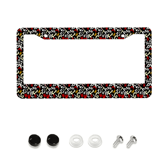 Colorful Alphabet License Plate Frame Graffiti Text License Plate Personalise Auto Parts for Men Women Car Decoration Aluminium Funny License Plate Holder with Screws 12" x 6"
