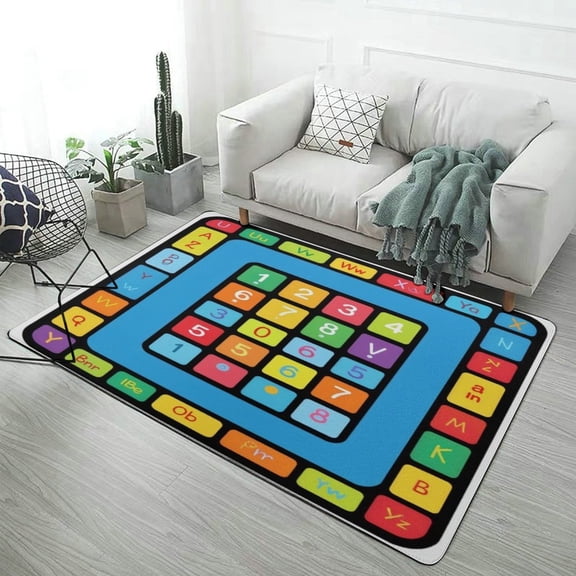 Colorful Alphabet Numbers mat Carpet Soft Comfy Rug for Home Living Room Bedroom Doormat Decor Area Rug Non-slip Mat 59"x71"