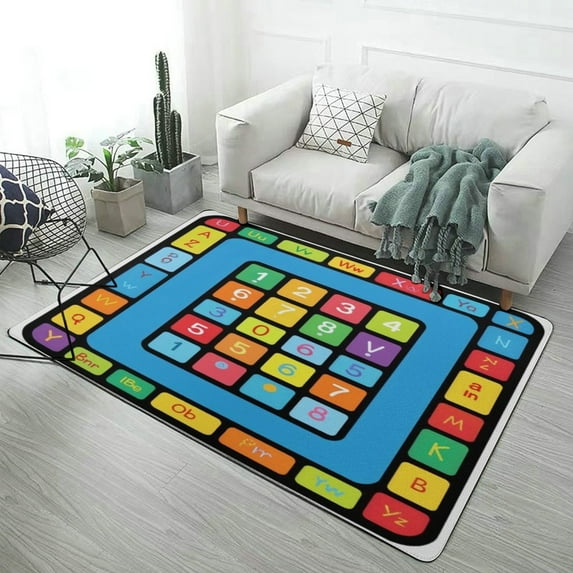 Colorful Alphabet Numbers mat Carpet Soft Comfy Rug for Home Living Room Bedroom Doormat Decor Area Rug Non-slip Mat 63"x 79"