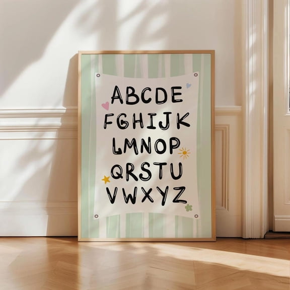 Colorful Alphabet Poster, Educational Abc Nursery Print, Unframed Paper Poster 8x10in