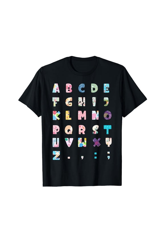 Colorful Alphabet Rabbit Design T-Shirt for Fun Easter Celebrations