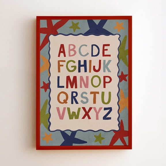 Colorful Alphabet Stars Retro Playroom ABC Vintage Playroom Educational ABC Poster