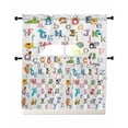 thumbnail image 1 of Colorful Alphabet Swag Kitchen Curtains Sets for Windows 24 Inch Length, Cartoon Animal Color Block Art Short Window Curtain Panels Swags Valances and Tiers 3 Piece Set for Cafe/Dining Room, 1 of 5