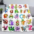 thumbnail image 1 of Colorful Alphabet Throw Blanket, ABC Learning Educational Cartoon Animal Blanket for Kids Girls Boys Toddler Cozy Soft Warm Lightweight Fuzzy Flannel Fleece Blanket for Couch, Sofa, 30"x40", 1 of 1