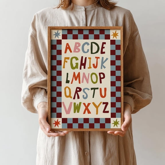 Colorful Alphabet for Playroom Playroom Vintage Educational ABC Poster