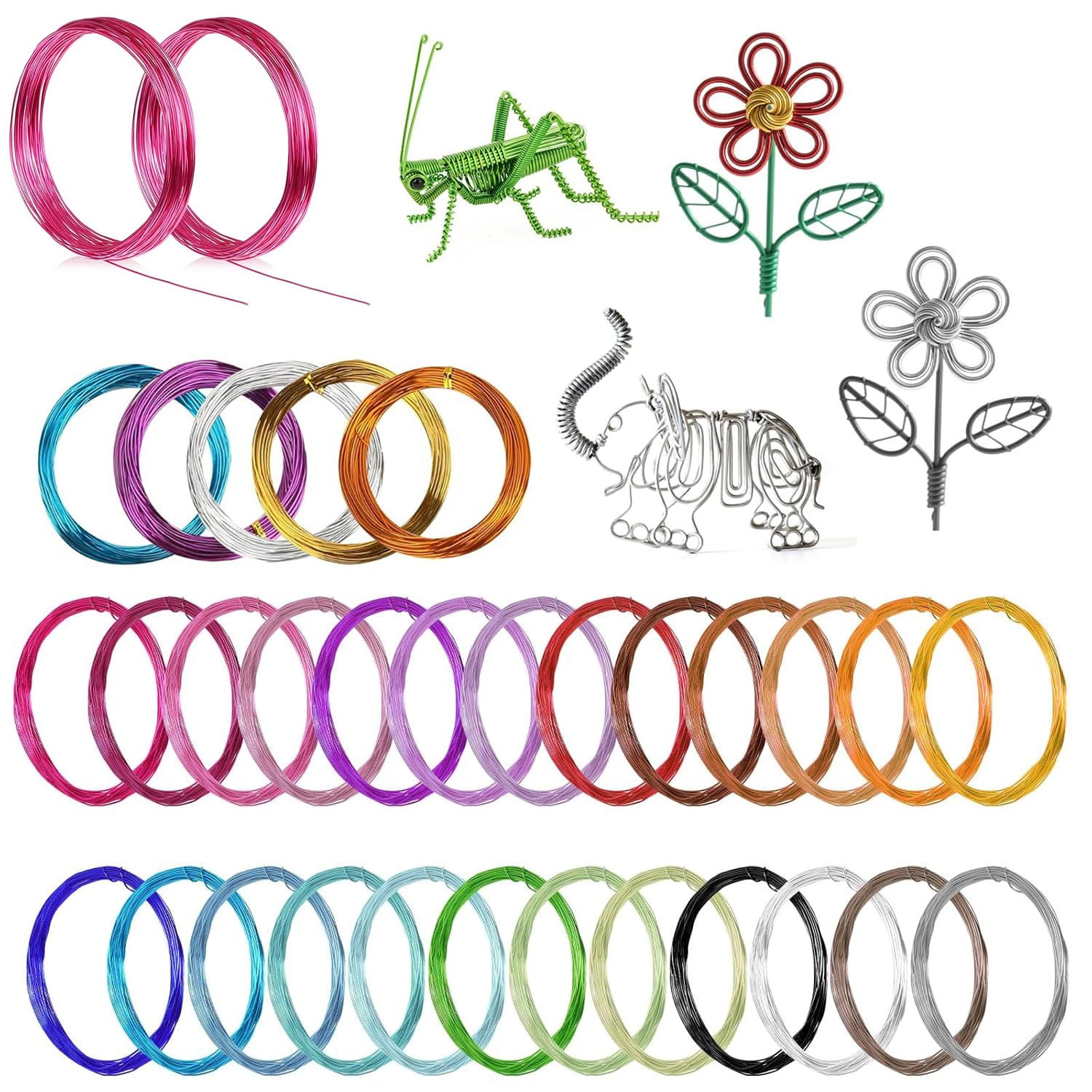 Colorful Aluminum Craft Wire,Bexikou 26 Rolls 20 Gauge Craft Wire for Jewelry Making,Metal Beading Wire Colored Aluminum Bendable Wire for DIY Craft Sculpting Art Supplies