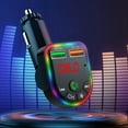 thumbnail image 1 of Colorful Ambiance Lights Car Bluetooth 5.3 Receiver Charger, Lossless Sound Quality FM Transmitter, Car MP3 Player, 2 Charging Ports, Compatible with 12V-24V Vehicles, Smart Connection, 1 of 9
