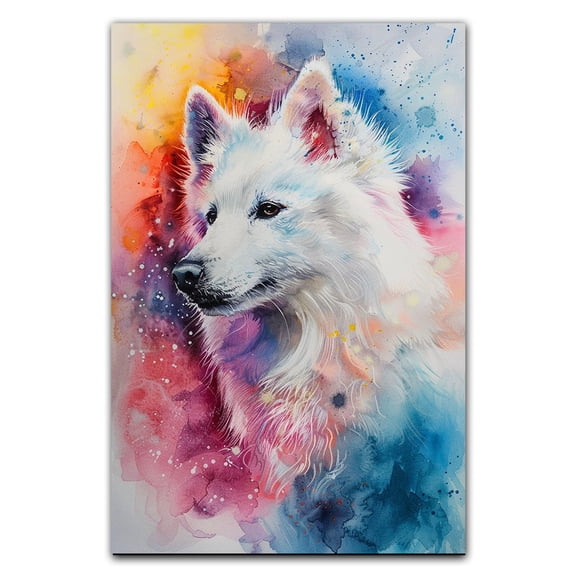Colorful American Eskimo Wall Art Abstract Dog Posters Animal Canvas Painting Prints Cute Picture for Kids Living Room
