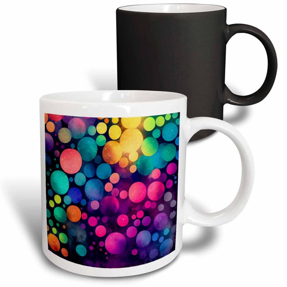 3drose, Colorful and Bright Bokeh Circles Background, 11oz Magic Transforming Mug