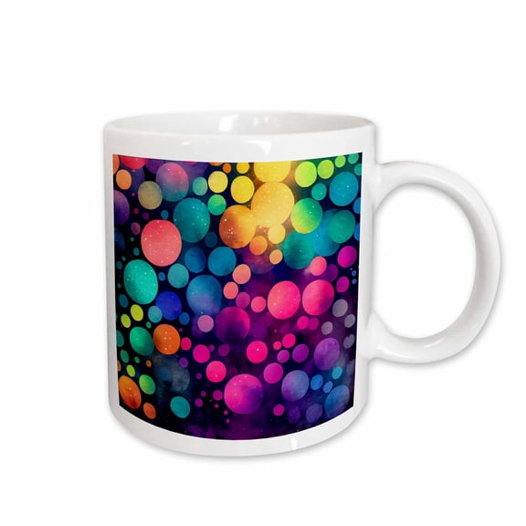 3drose, Colorful and Bright Bokeh Circles Background, 11oz Mug