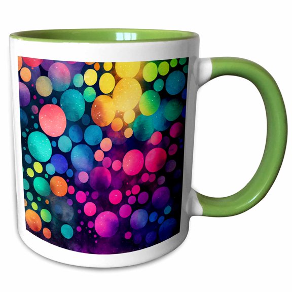 3drose, Colorful and Bright Bokeh Circles Background, 11oz Two-tone Green Mug