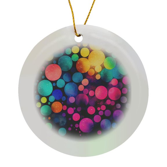 3drose, Colorful and Bright Bokeh Circles Background, Circle Porcelain Ornament