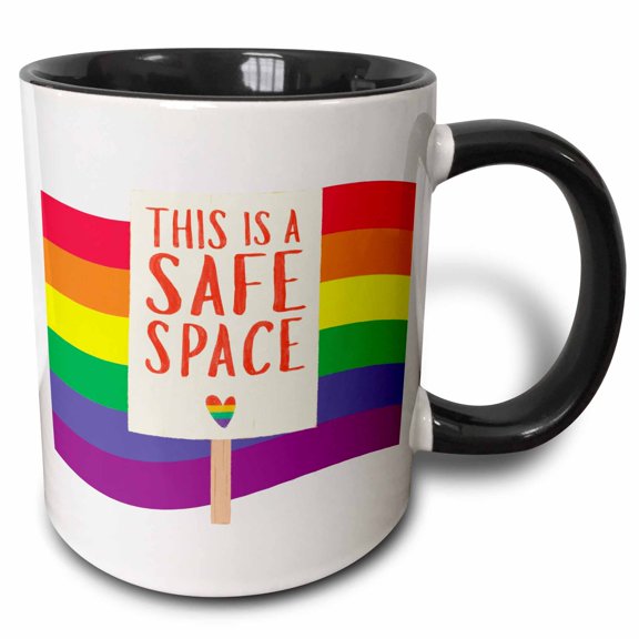 3drose, Colorful and Creative This Is a Safe Space, 11oz Two-tone Black Mug