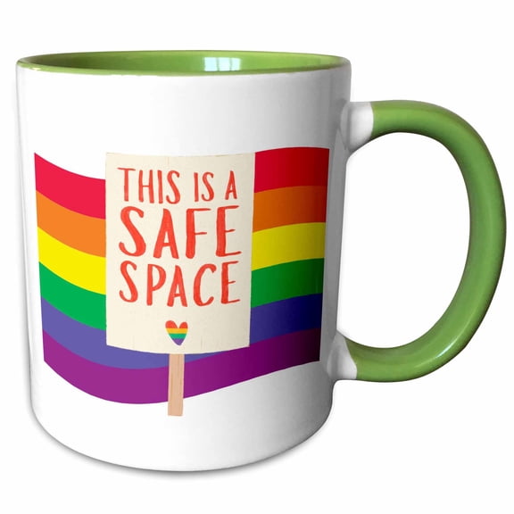 3drose, Colorful and Creative This Is a Safe Space, 15oz Two-tone Green Mug