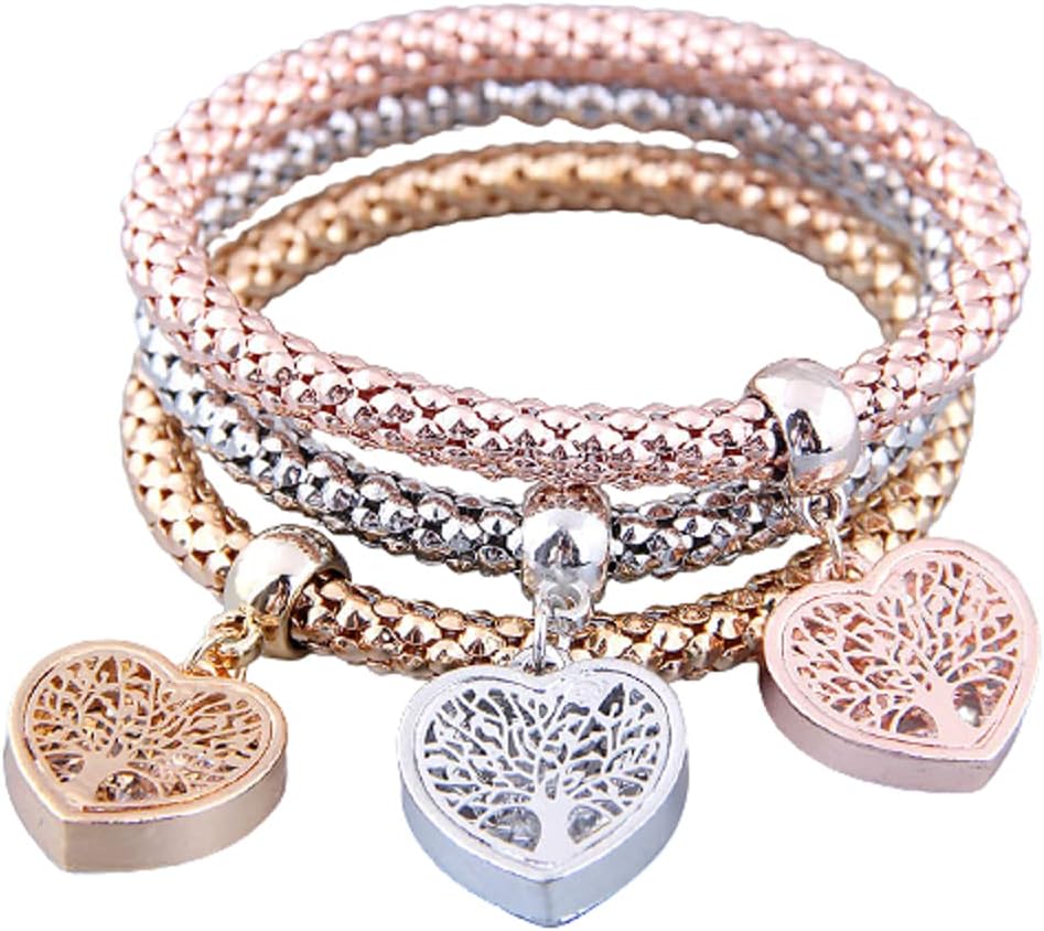 Colorful And Sparkling 3Pcs Gold/Silver/Rose Gold Corn Chain Bracelet