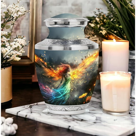 Colorful Angel Wing Urn for Human Ashes, Memorial Urn, Decorative Keepsake Urn, Personalized Funeral Urn, Tribute Urn for Male and Female