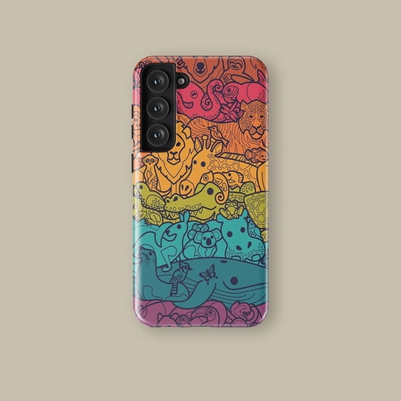 Colorful Animal Collage Case for iPhone Samsung Rainbow Jungle Art