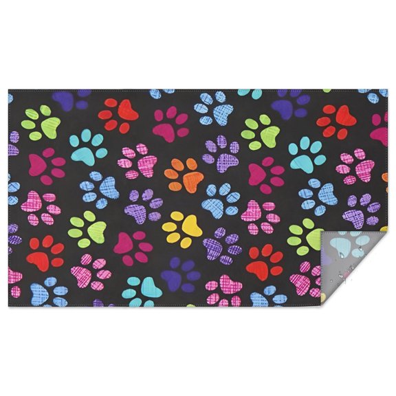 Colorful Animal Footprints Rectangle Tablecloth 60"x102",Waterproof Polyester Rectangle Table Cloth, Wipeable Spillproof Polyester Tablecloth for Dining, Camping, Indoor and Outdoor